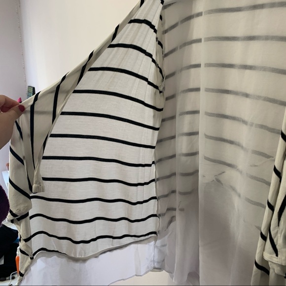 🧡3/$30 Design History White striped cardigan - Picture 6 of 6
